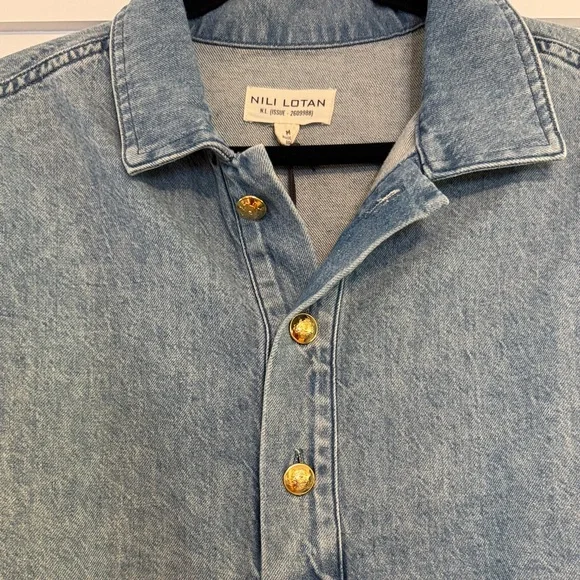 Nili Lotan Denim Blue Button-Up Shirt NWT - Picture 2 of 6